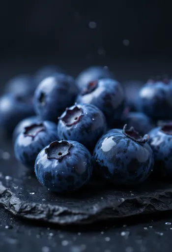 Blueberry segar dalam mangkuk dengan selai dan daun mint