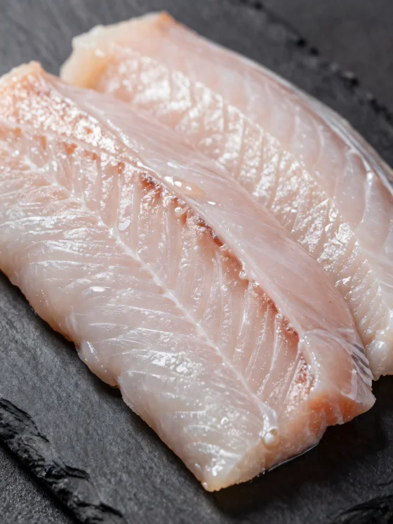 Fillet belut segar dengan bumbu di atas talenan kayu