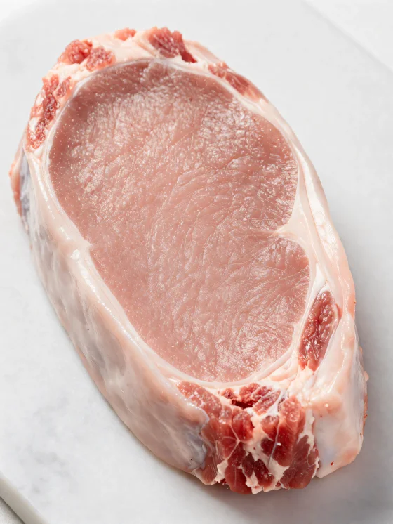 Potongan daging sapi muda segar dengan rempah di talenan kayu
