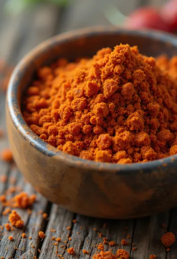 Bubuk cabai cayenne dan cabai kering di atas meja dapur