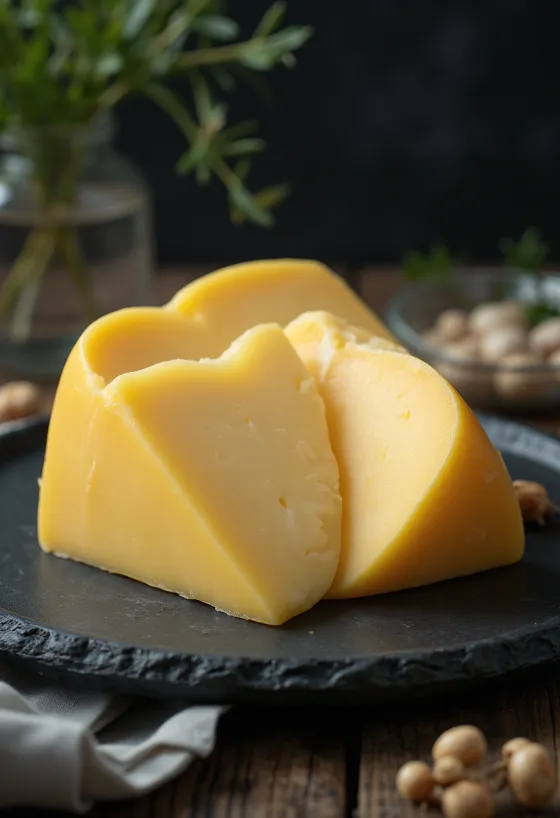 Keju Edam segar dalam mangkuk keramik putih di atas meja kayu