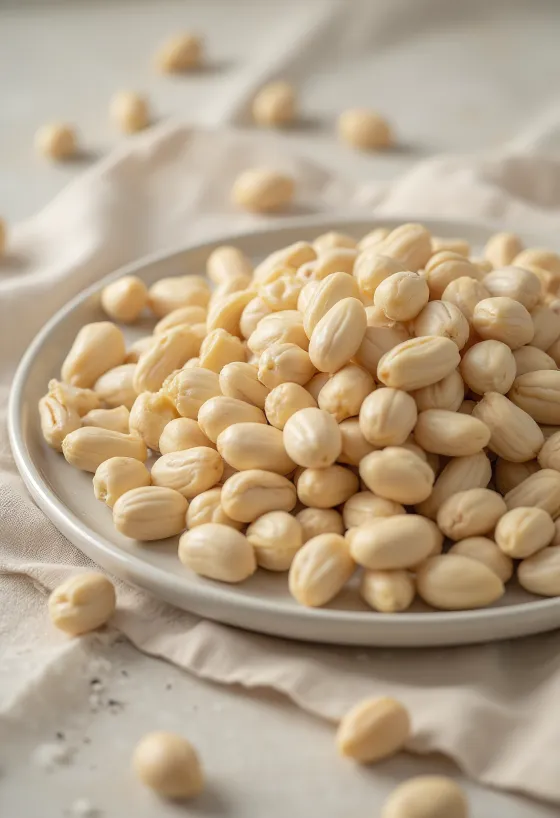 Perbandingan jenis kacang pinus: Eropa, Korea, dan Siberia di atas latar putih