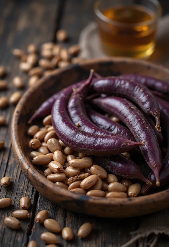 Biji kacang komak kering dengan ciri khas mata putih