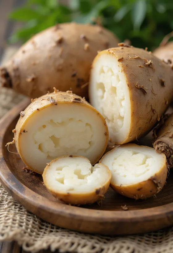 Ubi malanga (kimpul) dengan tekstur kulit cokelat yang khas