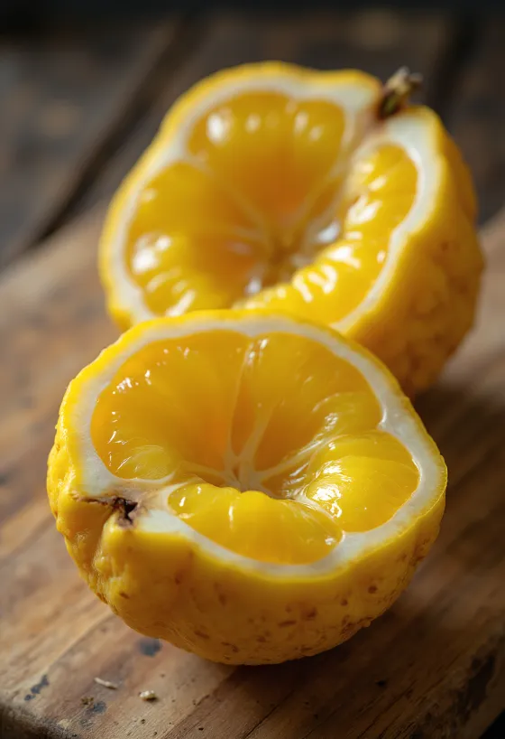 Potongan buah cempedak matang dengan daging kuning yang tebal