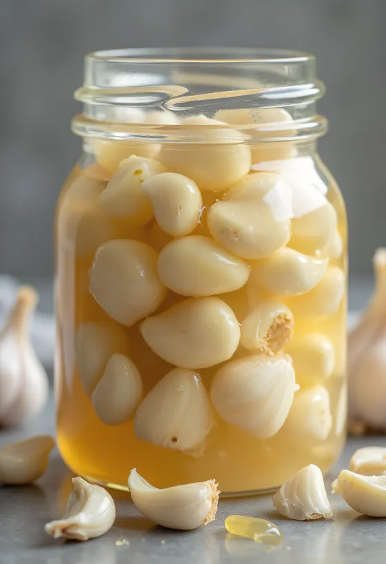 Bawang putih fermentasi warna cokelat keemasan yang indah, tertata di mangkuk kecil