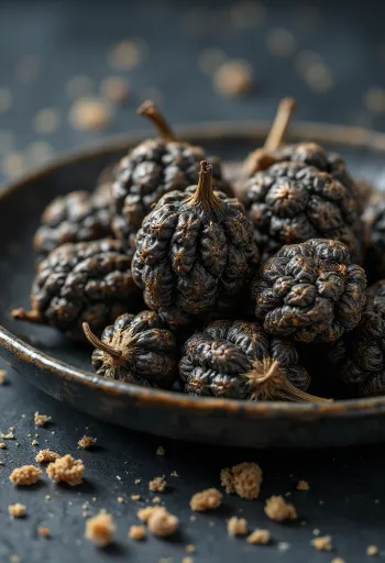 Cabai Jawa (long pepper) kering di atas meja kayu