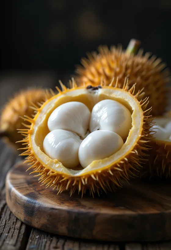 Daging buah marang putih lembut yang baru dikupas
