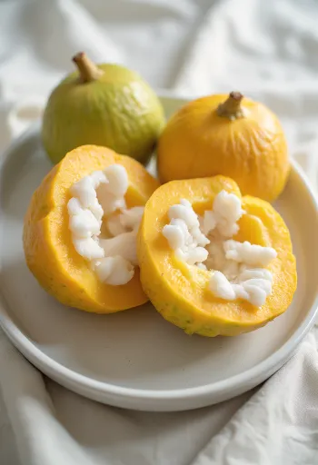 Potongan buah kecapi (santol) yang memperlihatkan daging putih lembut
