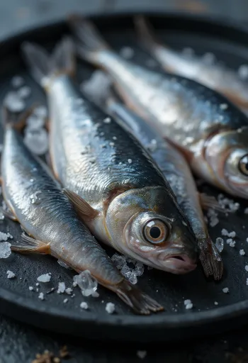Fillet ikan teri segar di atas talenan kayu