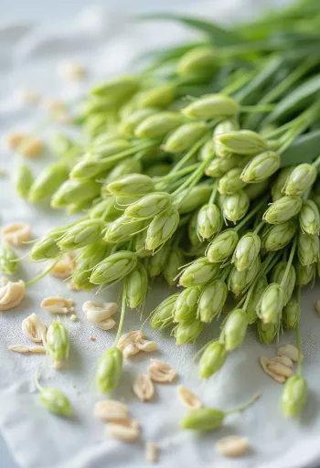 Pucuk gandum oat hijau segar di atas piring