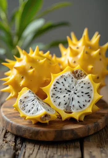 Buah naga kulit kuning dengan daging putih segar
