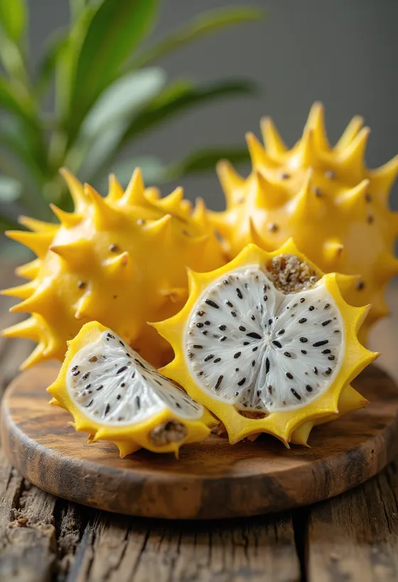 Buah naga kulit kuning dengan daging putih segar