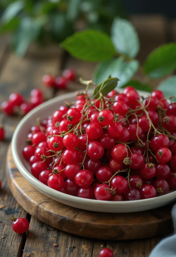 Buah Elderberry Merah, warna merah cerah dengan permukaan agak mengkilap
