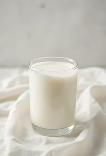 Susu beras dituang dari botol ke gelas kaca bening