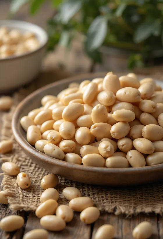 Biji kacang tarwi (Andean Lupin) mentah berwarna putih