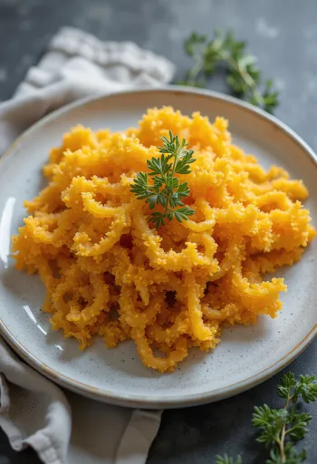Tumpukan lumut laut irlandia (irish moss) kering yang berwarna kekuningan