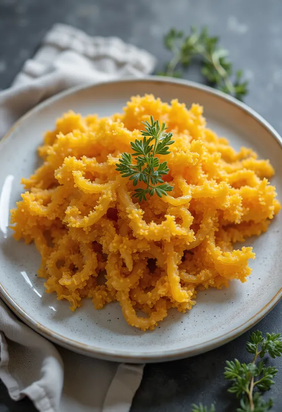 Tumpukan lumut laut irlandia (irish moss) kering yang berwarna kekuningan