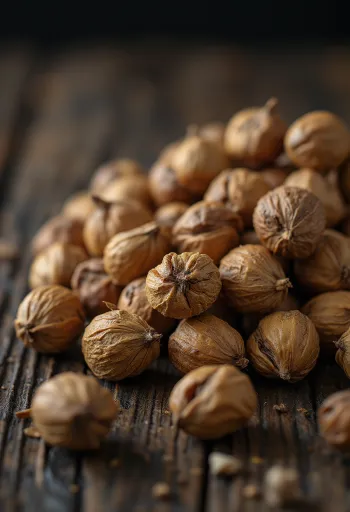 Kacang macan (Chufa) kupas ditumpuk dengan latar belakang putih