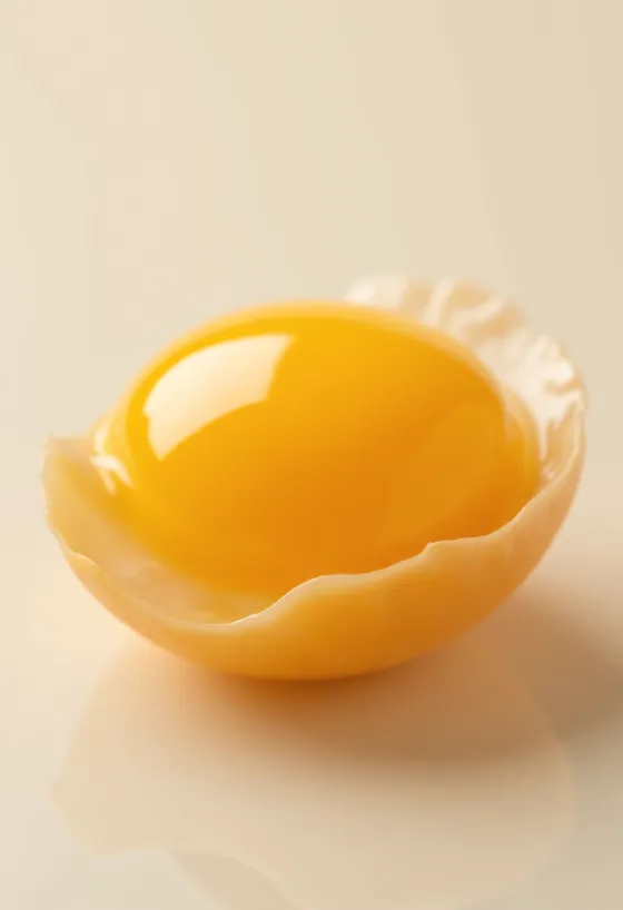 Kuning telur mentah yang sudah dipisahkan dalam mangkuk kaca