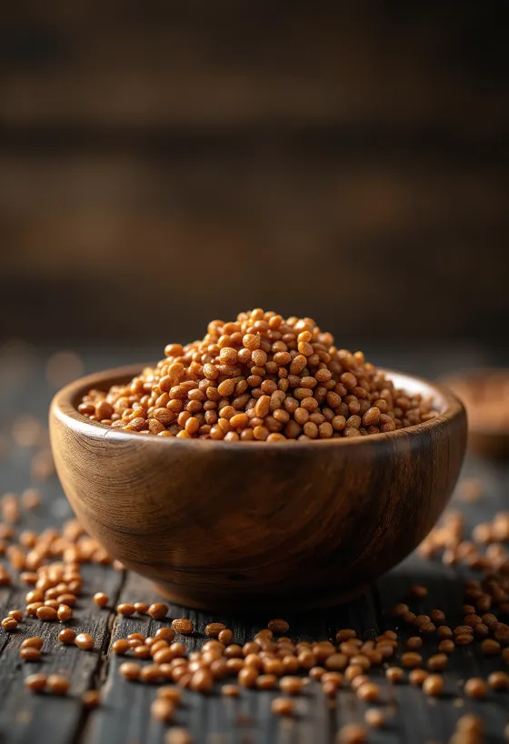 Biji jewawut jari (finger millet) kering dengan tekstur alami