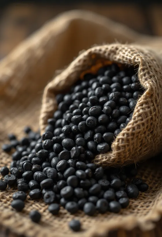 Kacang Urad Dal (Lensa Hitam) kering dengan tekstur detail dan warna alami