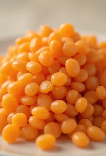 Mangkuk lentil merah di lingkungan dapur rustik