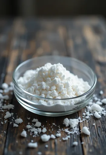 Pemanis Xylitol kristal putih di mangkuk dengan sendok kayu