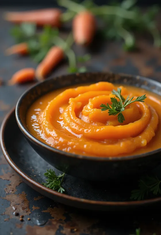 Pure saus wortel jahe halus di piring