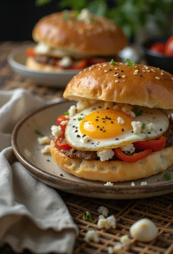 Bao bun terong dan feta Mediterania disajikan