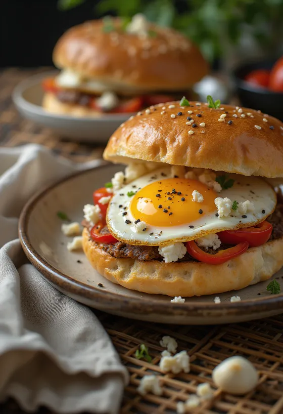 Bao bun terong dan feta Mediterania disajikan