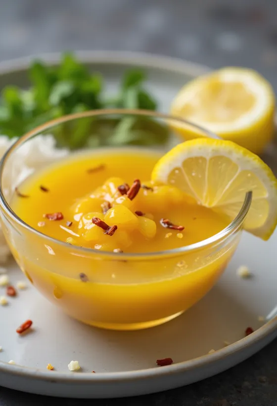 Saus jeruk nipis cabai lemon madu disajikan