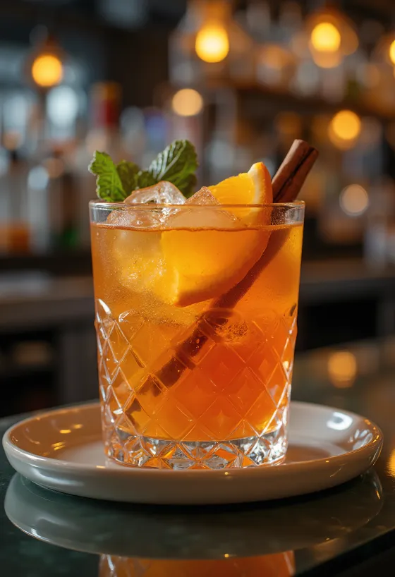 Punch jeruk rum dalam gelas