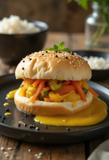 Bao bun sayuran kari disajikan