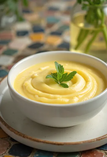 Saus avgolemono kuning pucat creamy