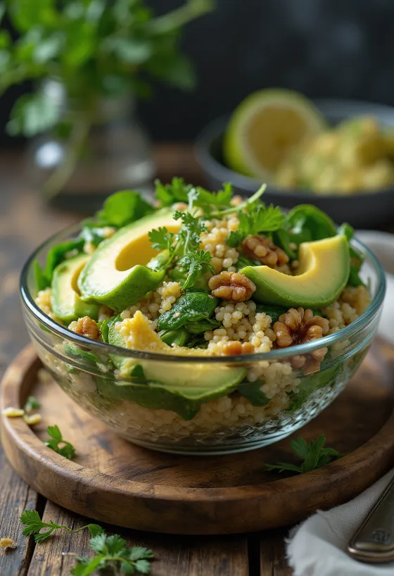 Buddha bowl quinoa jeruk nipis dengan bayam