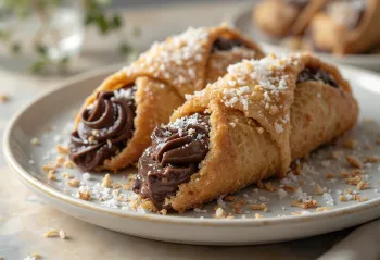 Cannoli cokelat hitam kelapa disajikan