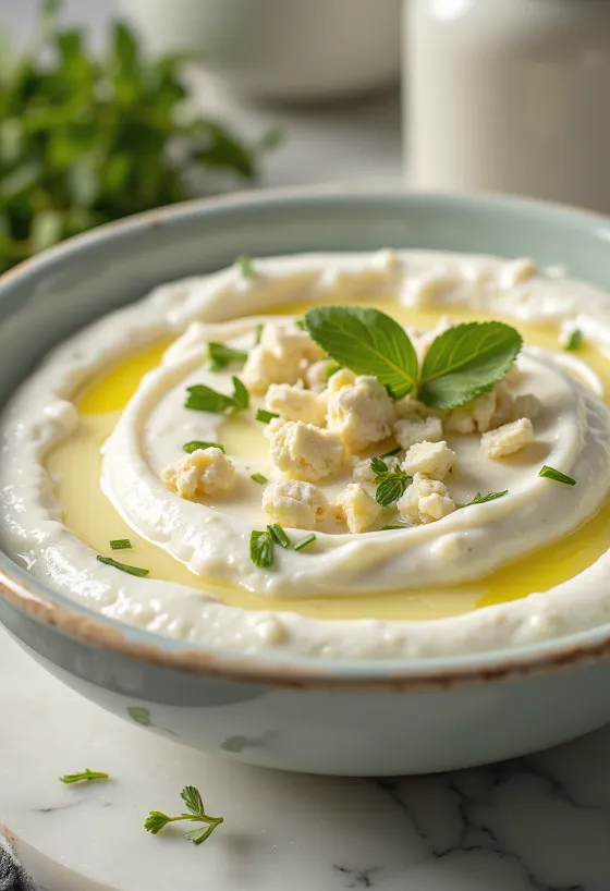 Saus yogurt feta putih kental