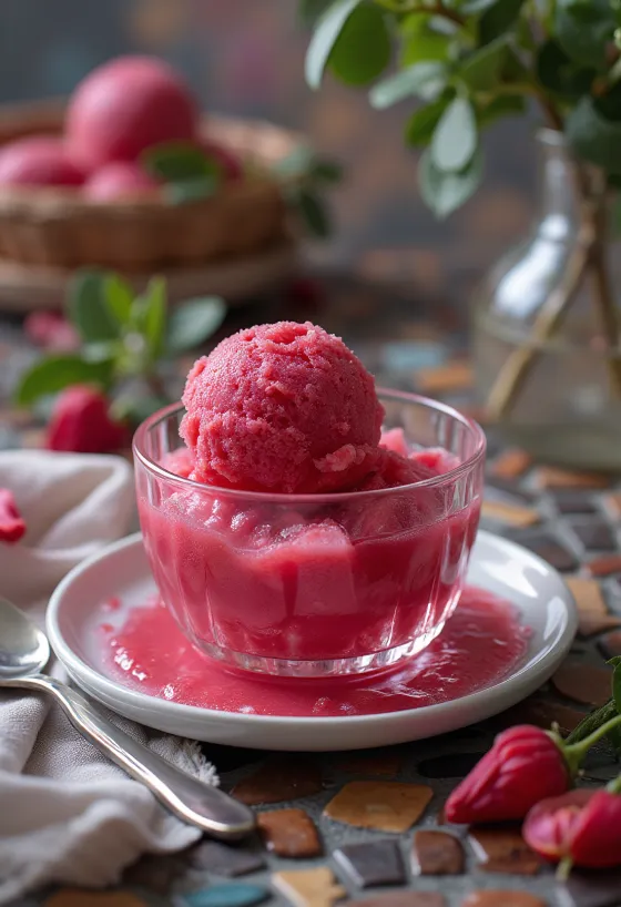 Sorbet hibiscus pencuci mulut segar buatan sendiri