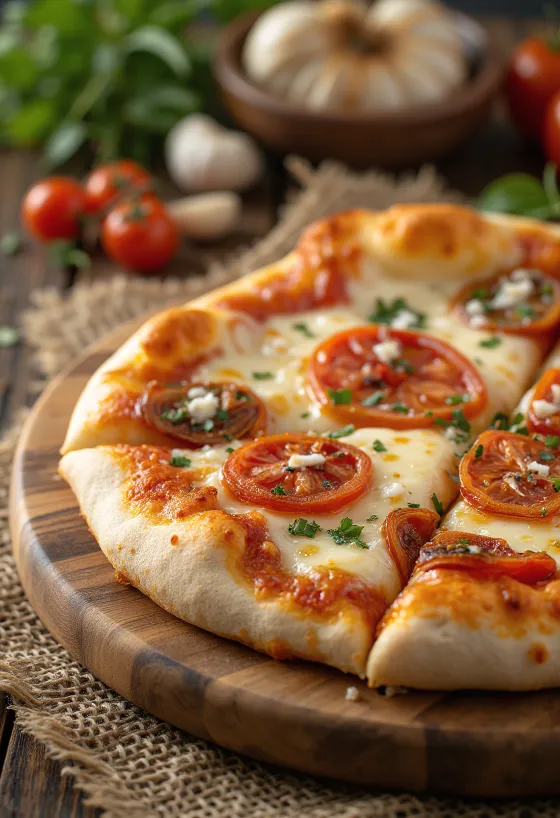 Pizza ai Pomodori Secchi dengan potongan tomat kering