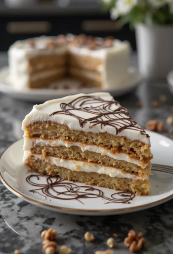 Kue Eszterházy di piring saji