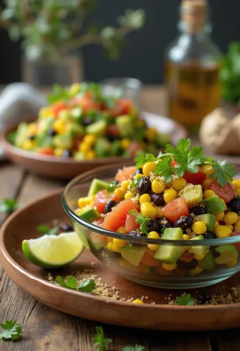 Salad Meksiko vegan dengan kacang hitam dan alpukat