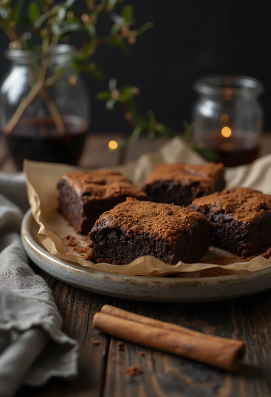 Brownies kayu manis di piring