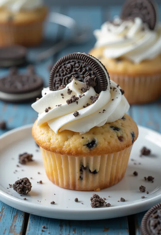 Cupcake biskuit yang baru dipanggang