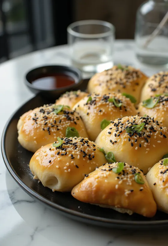 Focaccia Wasabi dan Wijen Jepang disajikan