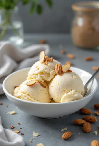Es krim almond dalam sekop es krim