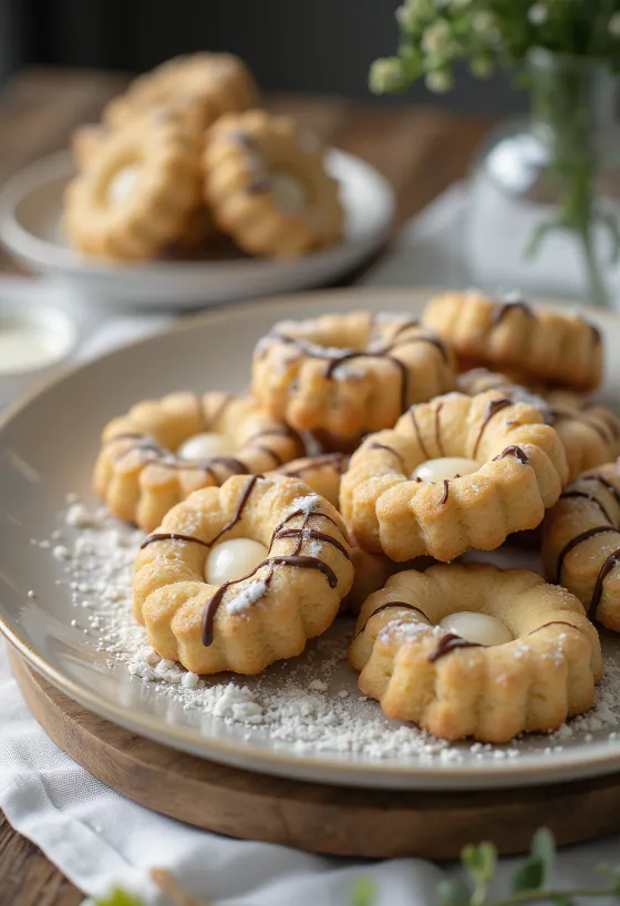 Biskuit marzipan disajikan di atas piring