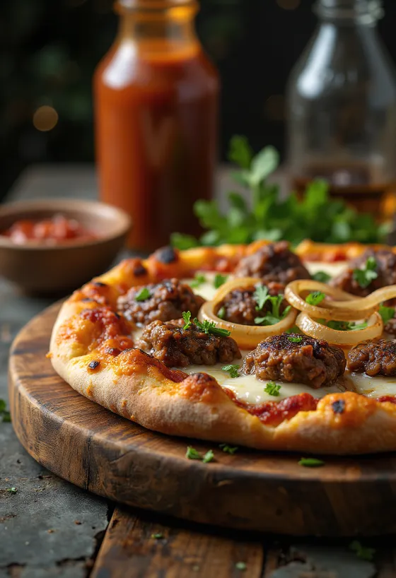 Pizza Kenyan Nyama Choma disajikan