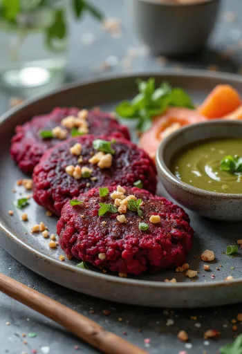 Perkedel bit vegan dengan salad segar dan peterseli
