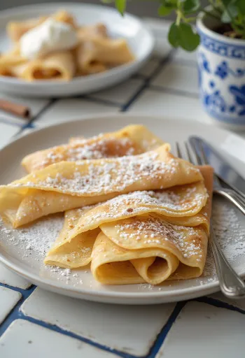Pancake kayu manis di piring